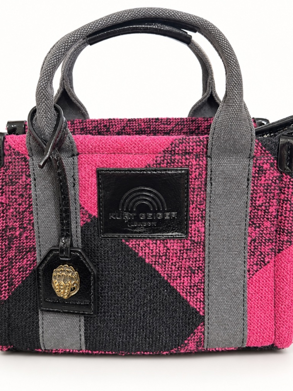 Kurt Geiger London Pink Plaid Mini Tote